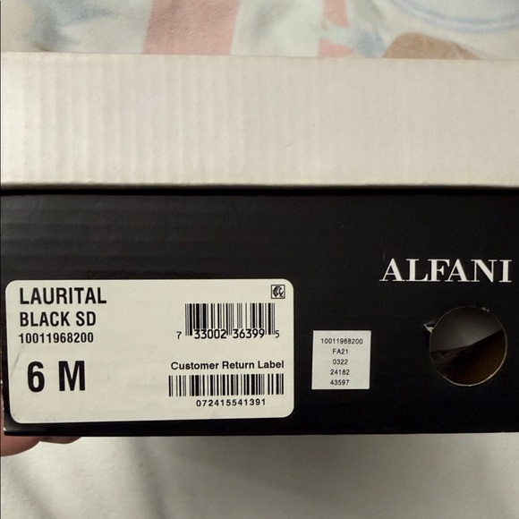 Alfani Black Suede Open-Toe Wedge Mule with Gold Accent - Picture 7 of 7